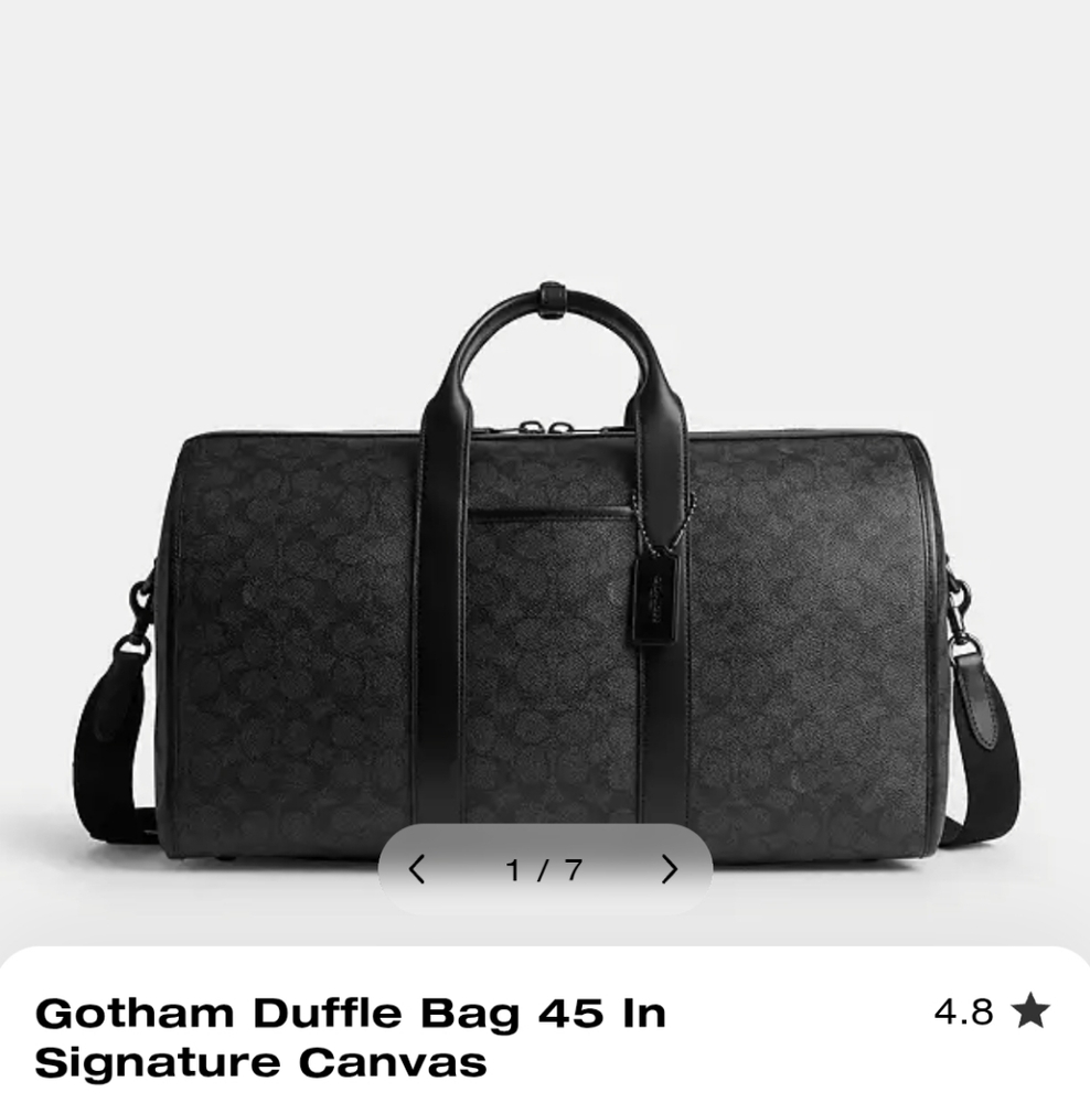 NWOT! Gotham Duffle Bag 45 In Signature Canvas In Charcoal Signature